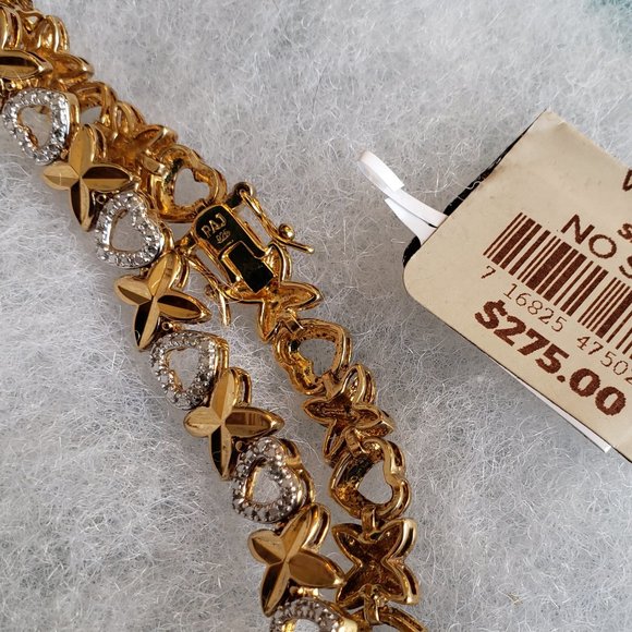NWT Two tones X and hearts bracelet sterling silver 925 bracelet - Picture 6 of 6